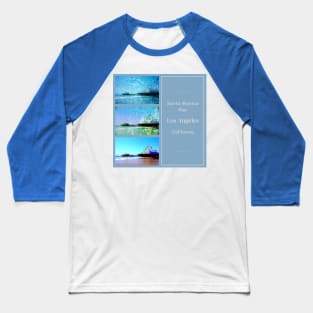 Square Blue Santa Monica Pier Collage Baseball T-Shirt